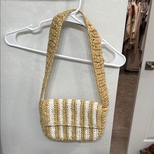 Alter’d State Handcrafted Tan and White Woven Shoulder Bag